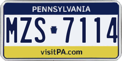 PA license plate MZS7114