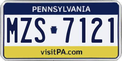 PA license plate MZS7121