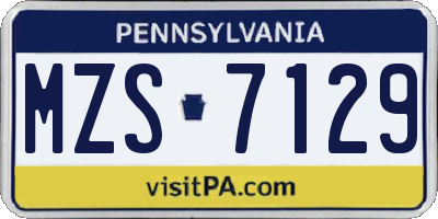 PA license plate MZS7129