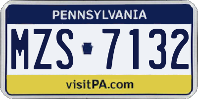 PA license plate MZS7132