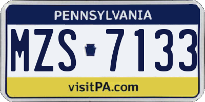 PA license plate MZS7133
