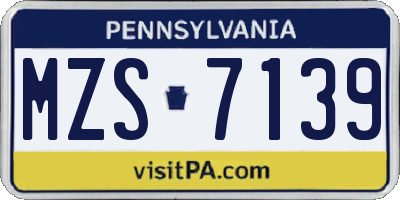 PA license plate MZS7139