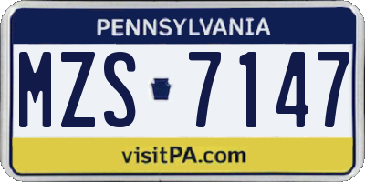 PA license plate MZS7147