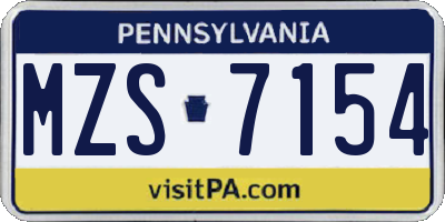 PA license plate MZS7154