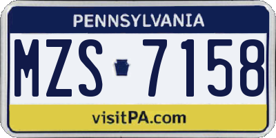 PA license plate MZS7158