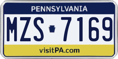 PA license plate MZS7169