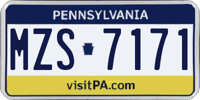 PA license plate MZS7171