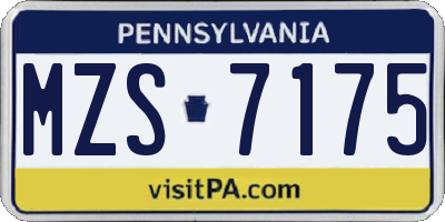 PA license plate MZS7175