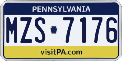 PA license plate MZS7176