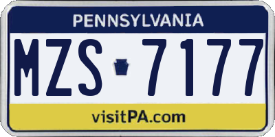 PA license plate MZS7177