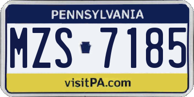 PA license plate MZS7185