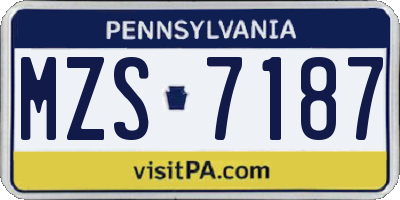 PA license plate MZS7187