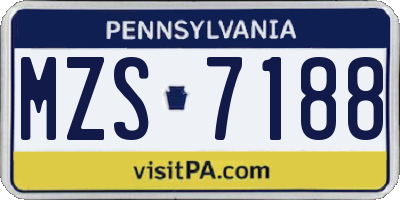 PA license plate MZS7188