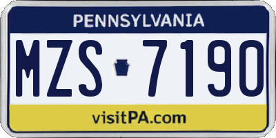 PA license plate MZS7190