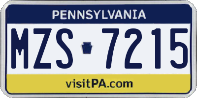 PA license plate MZS7215