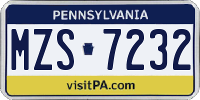 PA license plate MZS7232