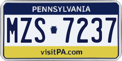 PA license plate MZS7237