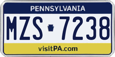 PA license plate MZS7238