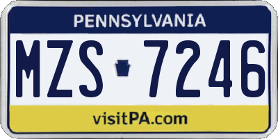PA license plate MZS7246