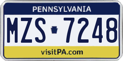 PA license plate MZS7248