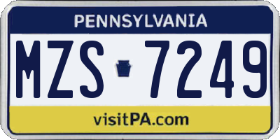 PA license plate MZS7249