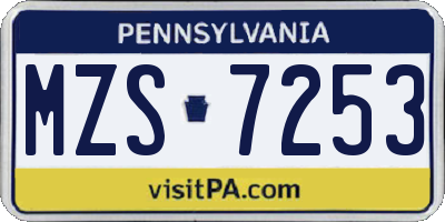 PA license plate MZS7253