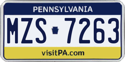 PA license plate MZS7263