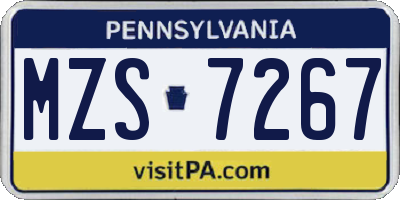 PA license plate MZS7267
