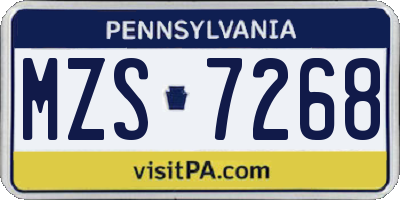 PA license plate MZS7268