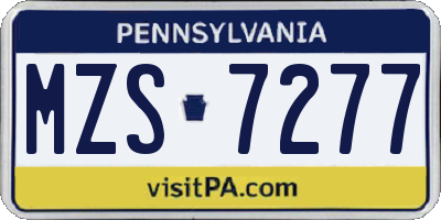 PA license plate MZS7277