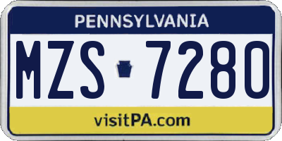 PA license plate MZS7280