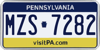 PA license plate MZS7282