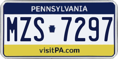PA license plate MZS7297