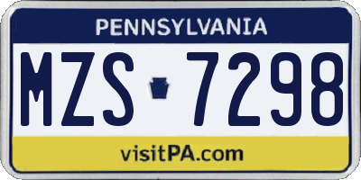 PA license plate MZS7298