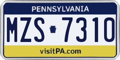 PA license plate MZS7310