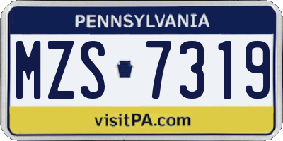 PA license plate MZS7319