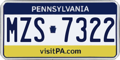 PA license plate MZS7322