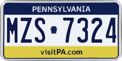 PA license plate MZS7324