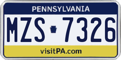 PA license plate MZS7326