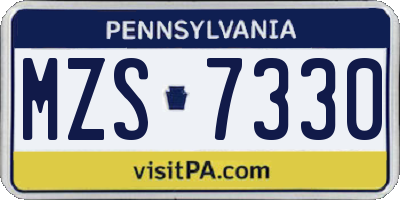PA license plate MZS7330