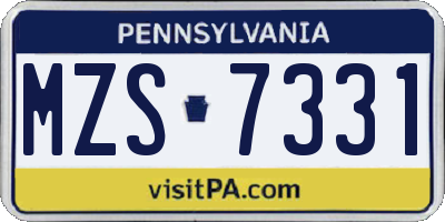 PA license plate MZS7331