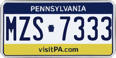 PA license plate MZS7333