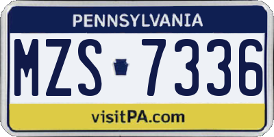 PA license plate MZS7336