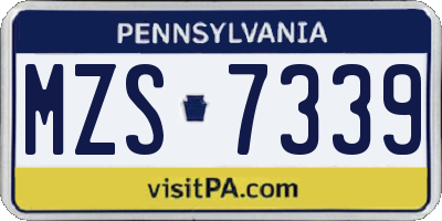 PA license plate MZS7339