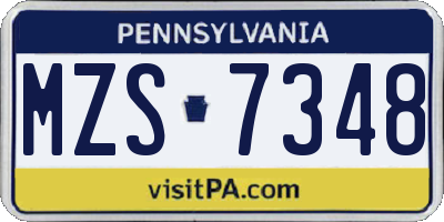 PA license plate MZS7348