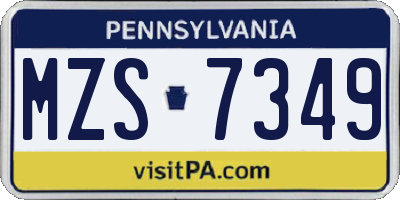 PA license plate MZS7349