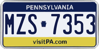 PA license plate MZS7353