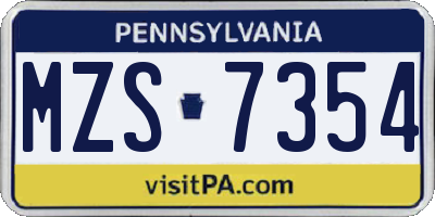 PA license plate MZS7354
