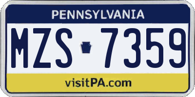PA license plate MZS7359