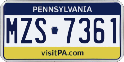 PA license plate MZS7361